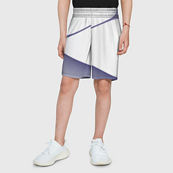 Шорты детские Абстрактный белый и фиолетовый паттерн, цвет: 3D-принт — фото 2