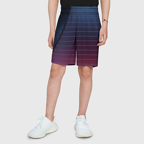 Детские шорты Абсрактная лестничная тёмно-синяя текстура / 3D-принт – фото 3