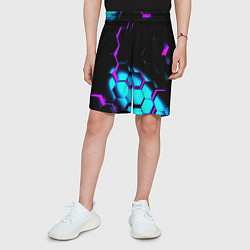 Шорты детские Неоновая броня fortnite, цвет: 3D-принт — фото 2