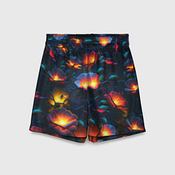 Шорты детские Светящиеся цветы, цвет: 3D-принт