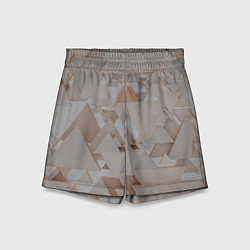 Шорты детские Геометрическое множество серых и бежевых треугольн, цвет: 3D-принт