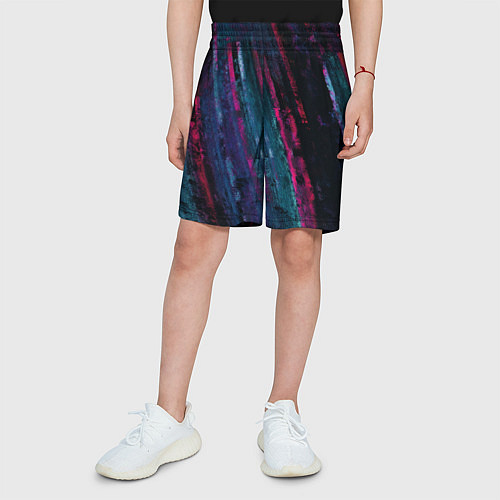 Детские шорты Неоновая стена / 3D-принт – фото 3