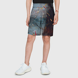Шорты детские Тёмно-серый туман и краски, цвет: 3D-принт — фото 2