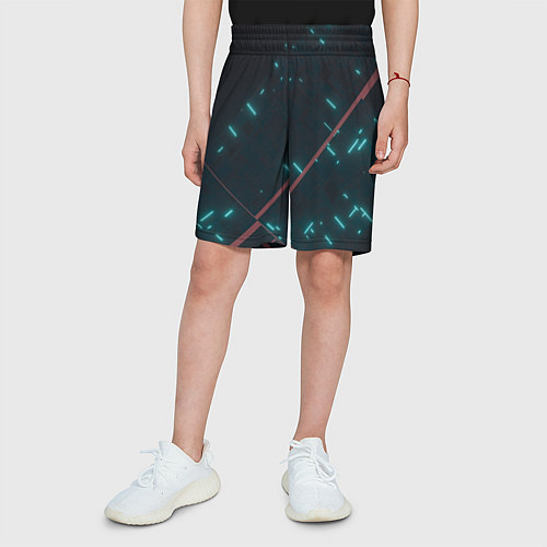 Детские шорты Неоновые линии в полной темноте / 3D-принт – фото 3