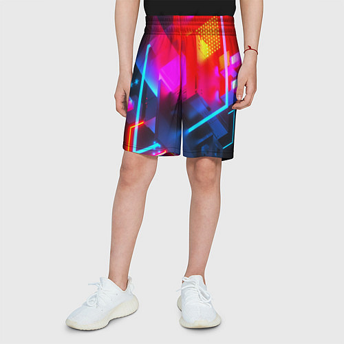 Детские шорты Neon stripes color / 3D-принт – фото 3
