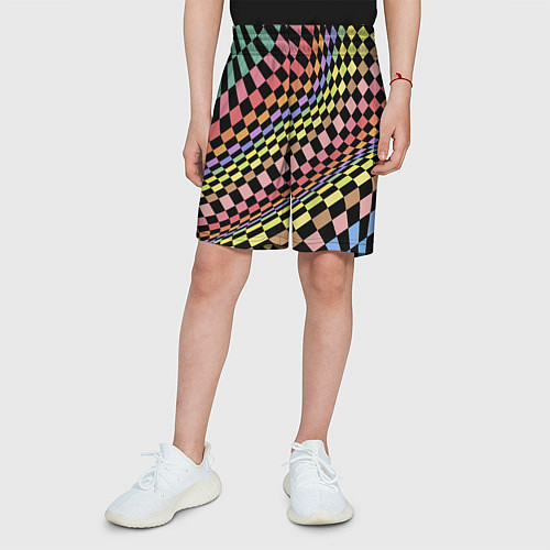 Детские шорты Colorful avant-garde chess pattern - fashion / 3D-принт – фото 3