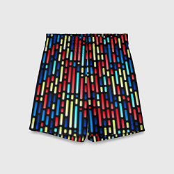 Шорты детские Неоновые полосы - авангардный паттерн, цвет: 3D-принт