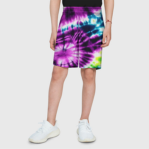 Детские шорты Тай дай фиолетовый узор / 3D-принт – фото 3