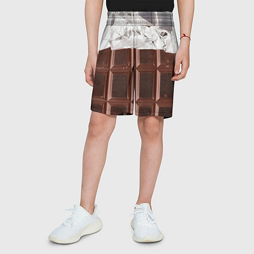 Детские шорты Темная плитка шоколада в обертке / 3D-принт – фото 3