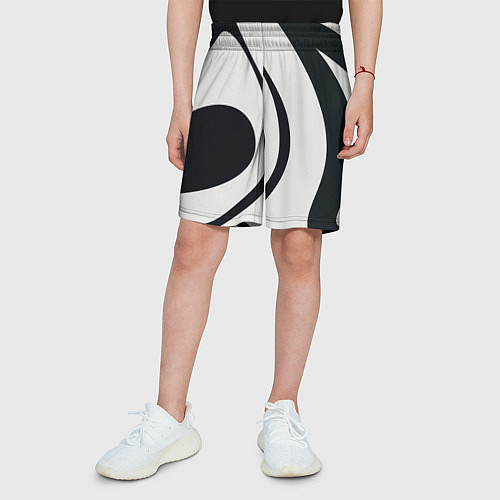 Детские шорты Черная абстракция из фигур / 3D-принт – фото 3