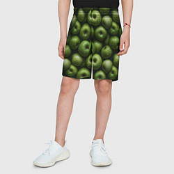 Шорты детские Сочная текстура из зеленых яблок, цвет: 3D-принт — фото 2