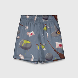 Шорты детские Паттерн с магическими принадлежностями, цвет: 3D-принт