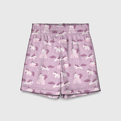 Шорты детские Розовый паттерн с единорогом, цвет: 3D-принт