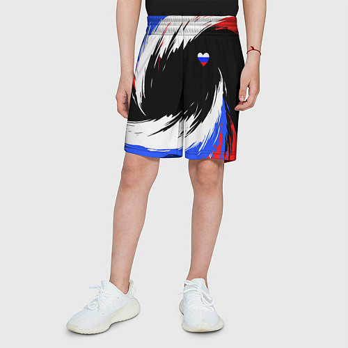 Детские шорты Сердечко Россия - мазки кисти / 3D-принт – фото 3