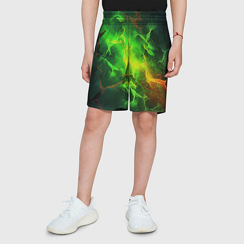 Детские шорты Зеленое свечение молния / 3D-принт – фото 3