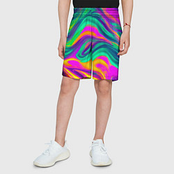 Шорты детские Градиентные цветные волны, цвет: 3D-принт — фото 2