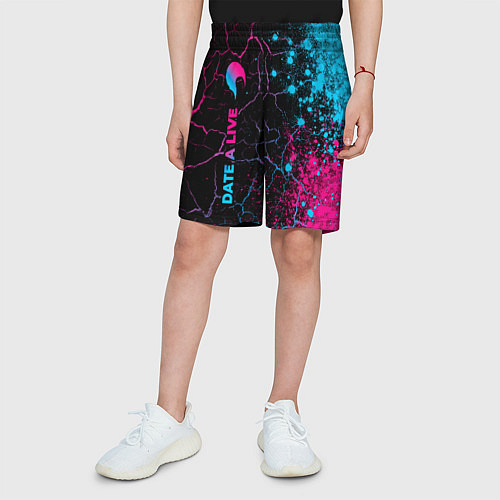 Детские шорты Date A Live - neon gradient: по-вертикали / 3D-принт – фото 3