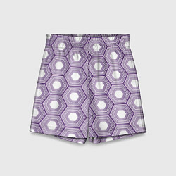 Шорты детские Шестиугольники фиолетовые, цвет: 3D-принт