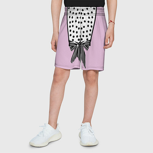 Детские шорты Костюм Барби: черный горох с полосатым бантом / 3D-принт – фото 3