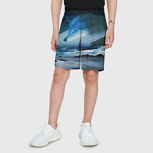 Детские шорты Падение Сатурна - пейзаж / 3D-принт – фото 3