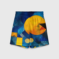 Шорты детские Жёлтая и синяя геометрия, цвет: 3D-принт