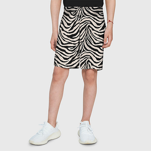 Детские шорты Полосатая шкура зебры, белого тигра / 3D-принт – фото 3