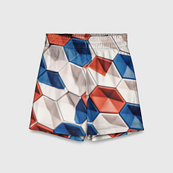 Шорты детские Белые синие красные плитки, цвет: 3D-принт