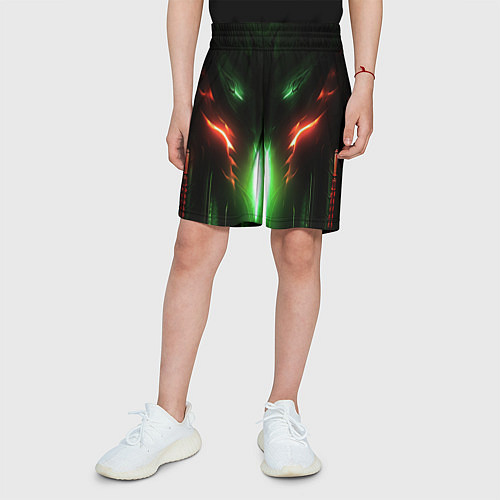 Детские шорты Абстракция и зеленое свечение / 3D-принт – фото 3