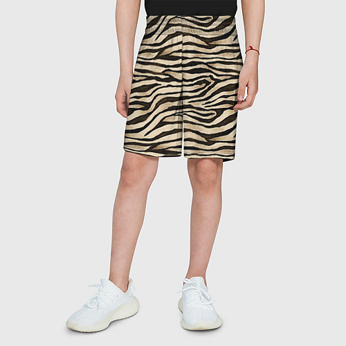 Детские шорты Шкура зебры и белого тигра / 3D-принт – фото 3