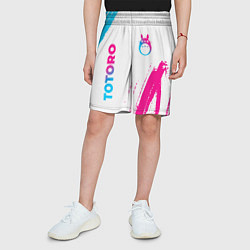 Шорты детские Totoro neon gradient style: надпись, символ, цвет: 3D-принт — фото 2