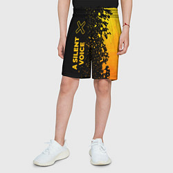 Шорты детские A Silent Voice - gold gradient: по-вертикали, цвет: 3D-принт — фото 2