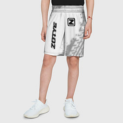Шорты детские Zotye speed на светлом фоне со следами шин: надпис, цвет: 3D-принт — фото 2