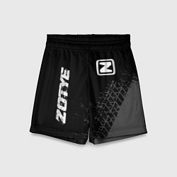 Шорты детские Zotye speed на темном фоне со следами шин: надпись, цвет: 3D-принт