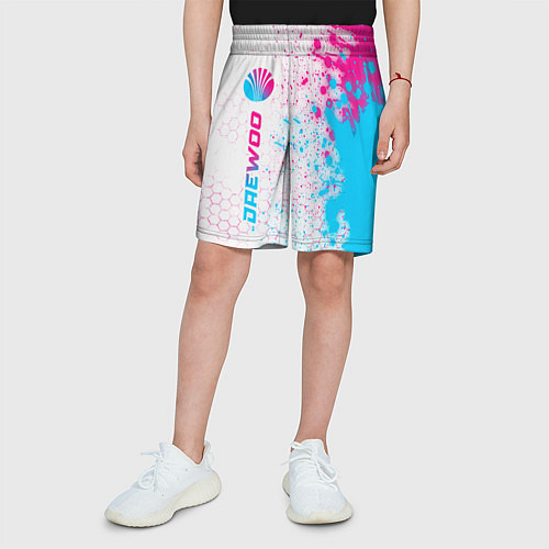 Детские шорты Daewoo neon gradient style: по-вертикали / 3D-принт – фото 3