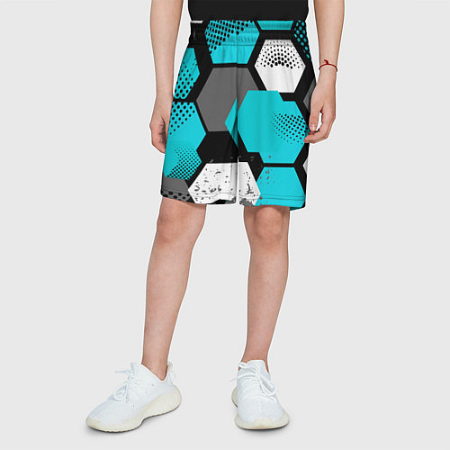 Детские шорты Шестиугольники абстрактный фон / 3D-принт – фото 3