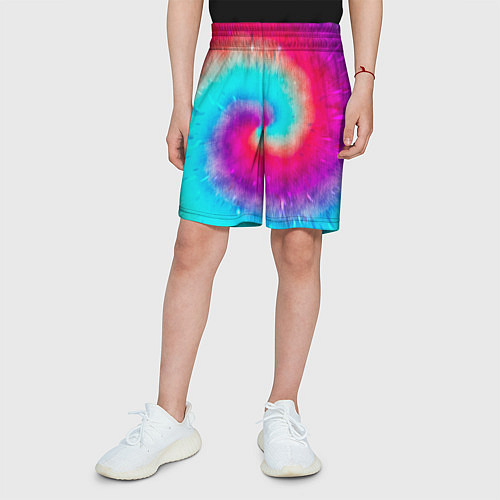 Детские шорты Тай-дай малиновый закат / 3D-принт – фото 3