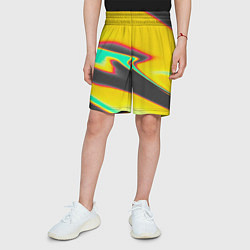 Шорты детские Слияние жёлтого голубого чёрного цветов, цвет: 3D-принт — фото 2