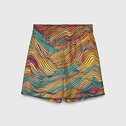 Шорты детские Разноцветные волнистые линии, цвет: 3D-принт