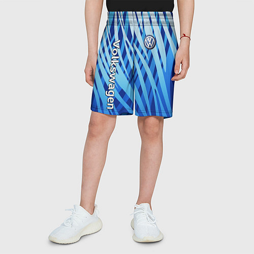 Детские шорты Volkswagen - синий камуфляж / 3D-принт – фото 3