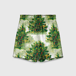 Шорты детские Рождественская ель - старинный узор, цвет: 3D-принт