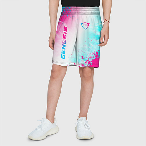 Детские шорты Genesis neon gradient style вертикально / 3D-принт – фото 3