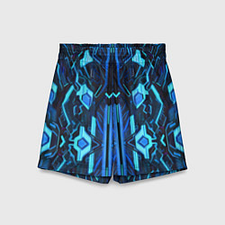 Шорты детские Киберпанк неоновая броня синяя, цвет: 3D-принт