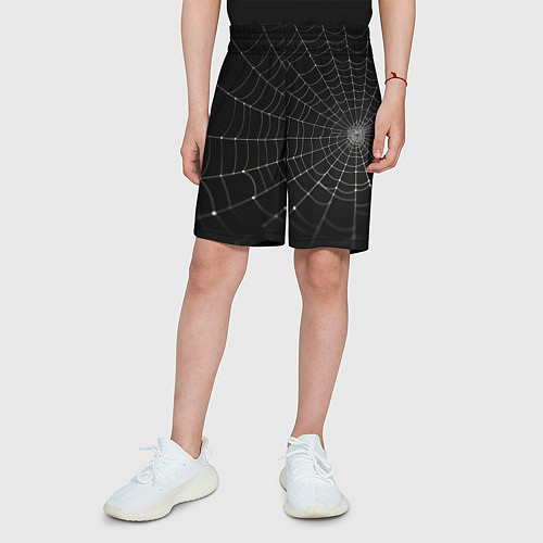 Детские шорты Паутина на черном фоне / 3D-принт – фото 3