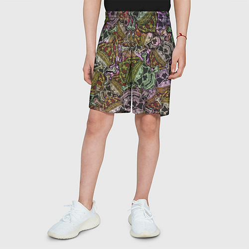 Детские шорты Череп с короной паттерн / 3D-принт – фото 3