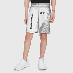 Шорты детские Chevrolet speed на светлом фоне со следами шин вер, цвет: 3D-принт — фото 2