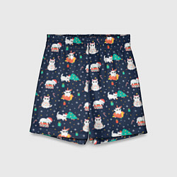 Детские шорты Pattern with new years cats