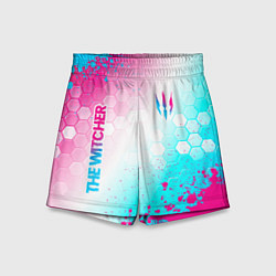 Шорты детские The Witcher neon gradient style вертикально, цвет: 3D-принт