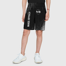 Шорты детские Mass Effect glitch на темном фоне вертикально, цвет: 3D-принт — фото 2