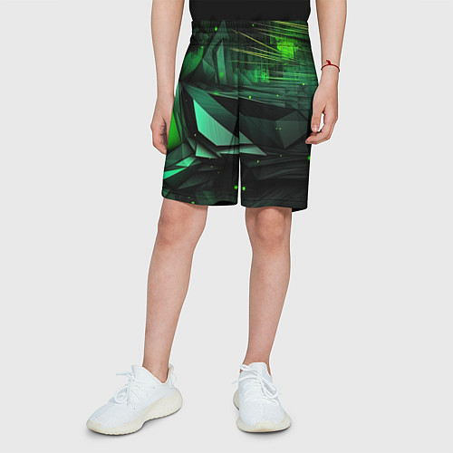 Детские шорты Мир абстрактной зелени / 3D-принт – фото 3