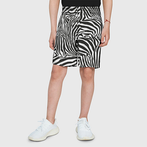 Детские шорты Шкура зебры черно - белая графика / 3D-принт – фото 3